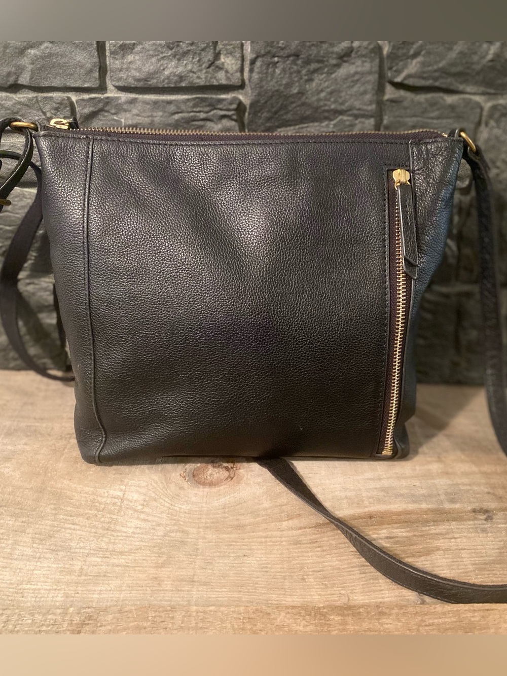 Fossil Black Leather Crossbody